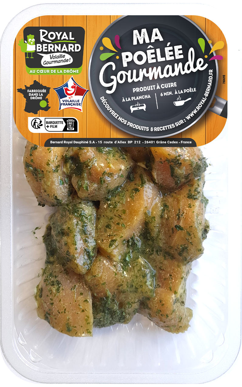 Cubes de filet de poulet marinés Ail des Ours
