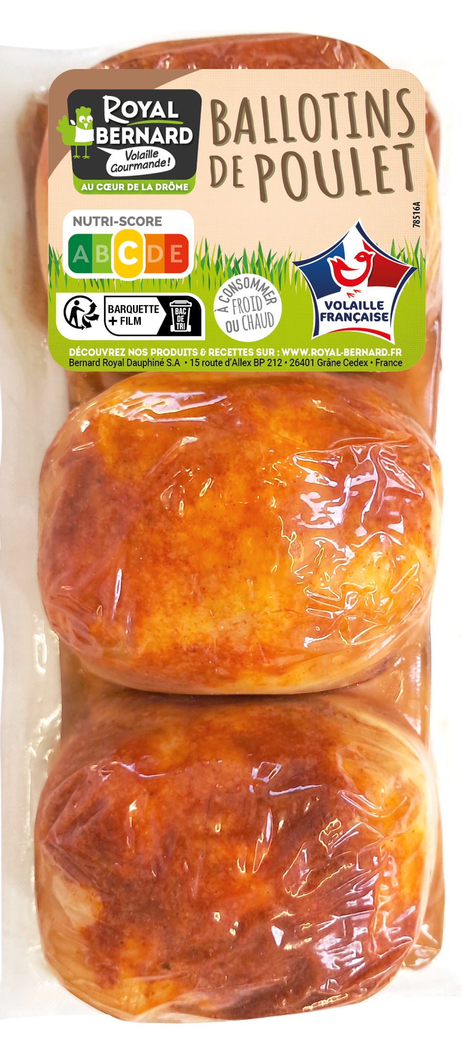 Ballotins de poulet marinés Cuits