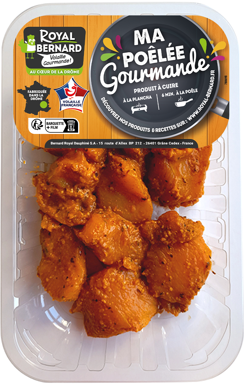 Cubes de filet de poulet marinés Curry