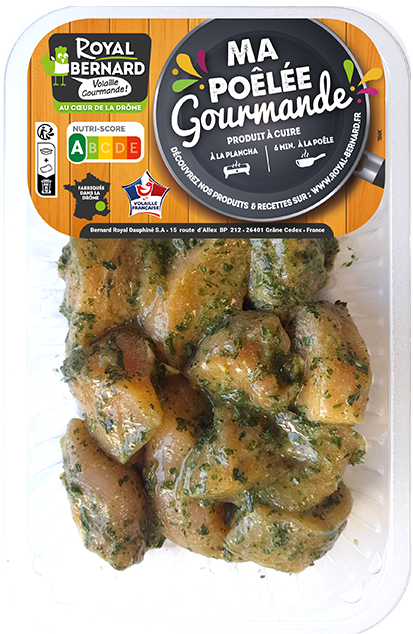 cubes de filet de poulet marinés ail des ours